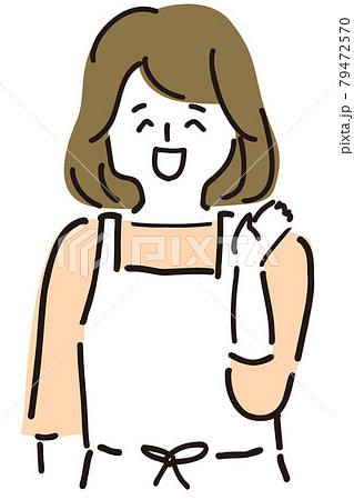 笑顔が優しそうなエプロンをつけた女性イラストのイラスト素材