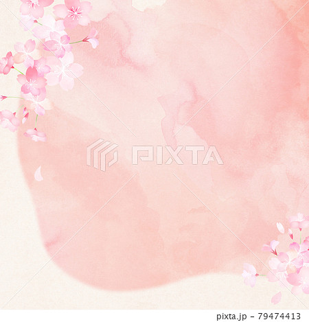 桜をあしらった透明水彩と和紙の背景素材のイラスト素材
