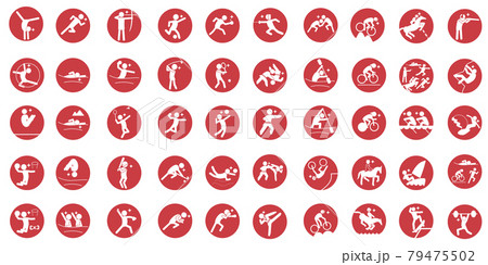 Summer sport pictogram RED circle frame 79475502