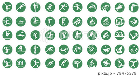 Summer sport pictogram green circle frame Summer sport pictogram green circle frame 79475579