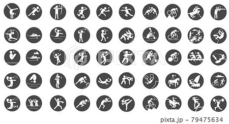 Summer sport pictogram Black circle frame Summer sport pictogram Black circle frame 79475634