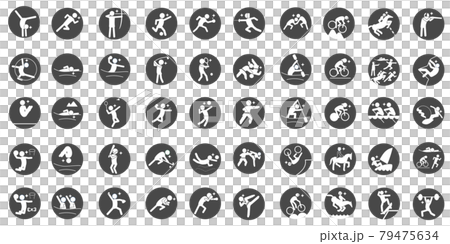 Summer sport pictogram Black circle frame Summer sport pictogram Black circle frame 79475634