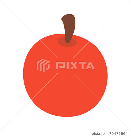 林檎のイラスト 丸く可愛く描いた果物のりんご のイラスト素材