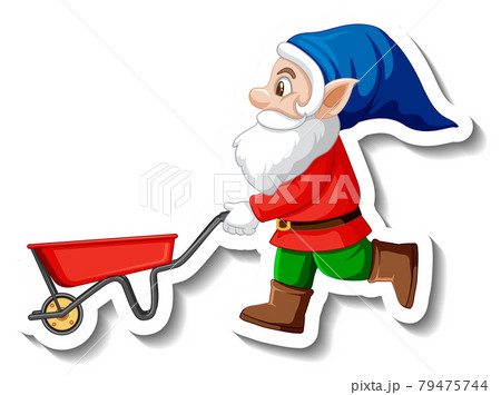 A Sticker Template With Garden Gnome Or Dwarf のイラスト素材