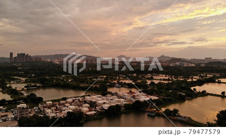 village in Tai Sang Wai , sunset before typhoon mangkhut village in Tai Sang Wai , sunset before typhoon mangkhut 79477579