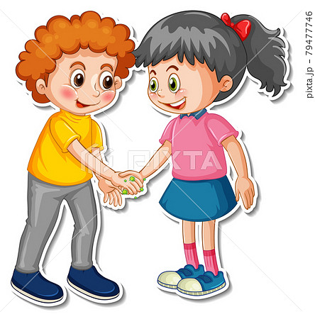 A sticker template of two people handshaking with bacteria and virus 79477746