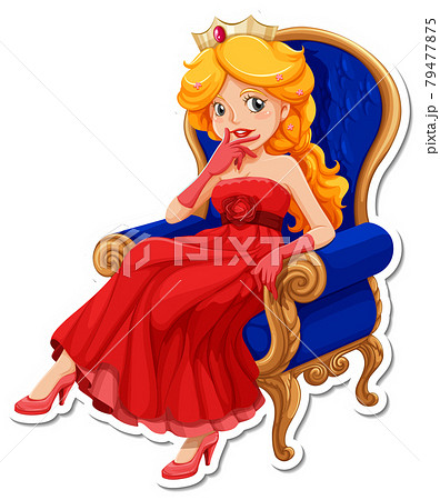 Beautiful Princess Cartoon Character Stickerのイラスト素材