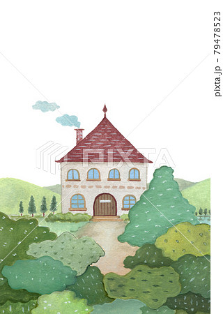 森の中の家 水彩イラストのイラスト素材