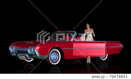 貴婦人と高級車 前方から のイラスト素材 貴婦人と高級車 前方から のイラスト素材