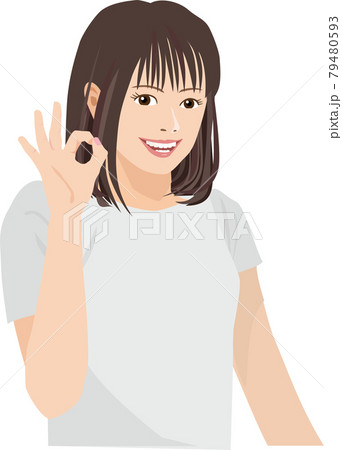 OKサインの笑顔の女性 79480593