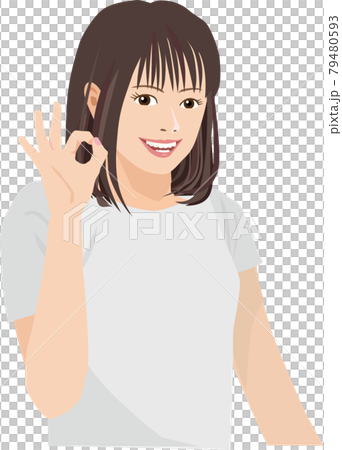 OKサインの笑顔の女性 79480593