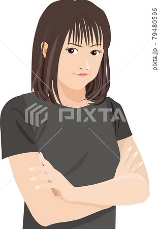 腕組みして怒る女性 79480596