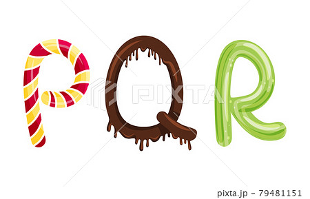 Delicious Candy and Sweet Pastry Alphabet Vector Set 79481151