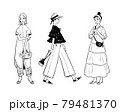 ファッションを楽しむ女性たち　線画 79481370