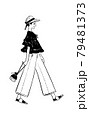 ファッションを楽しむ女性　線画 79481373