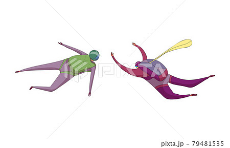 Paratroopers or Parachutist Free-falling and Descenting with Parachutes Vector Set Paratroopers or Parachutist Free-falling and Descenting with Parachutes Vector Set 79481535