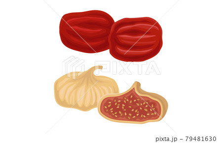 Sun Dried Fruit as Food with Sweet Taste and Nutritive Value Vector Set 79481630