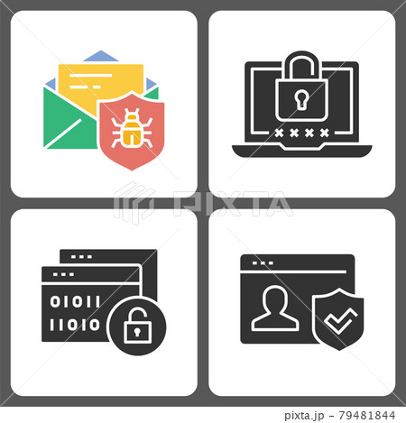 Cyber security glyph icons on white background. Vector illustration. 79481844
