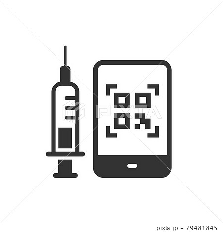 QR code vaccination covid-19 icon on white background. Vector illustration. 79481845