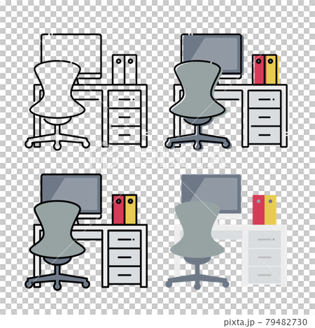 Around the office desk Hand-painted and basic line and flat paint set 79482730