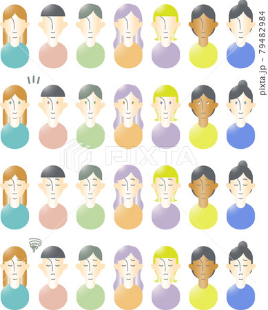 人物のアイコンセット カラー上半身 人物のアイコンセット カラー上半身 79482984