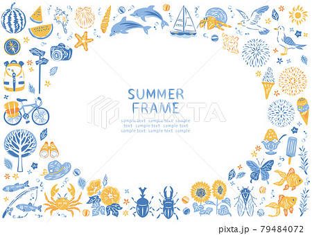 夏のイラストフレーム 79484072