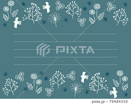 緑北欧お手紙フレームのイラスト素材