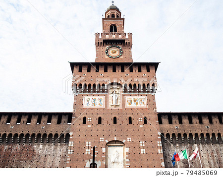 view of Tower Torre del Filarete of Sforza Castle view of Tower Torre del Filarete of Sforza Castle 79485069
