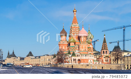 panoramic view of St Basil Cathedral on Red Square panoramic view of St Basil Cathedral on Red Square 79485072