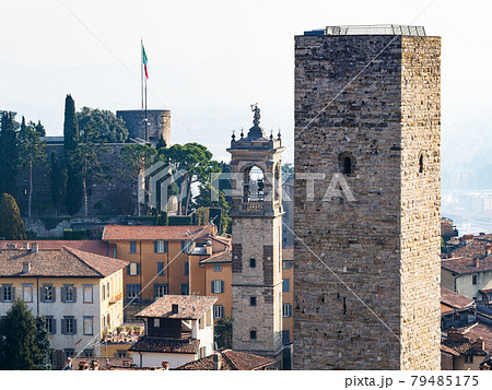 view of Torre del Gombito and Rocca di Bergamo view of Torre del Gombito and Rocca di Bergamo 79485175