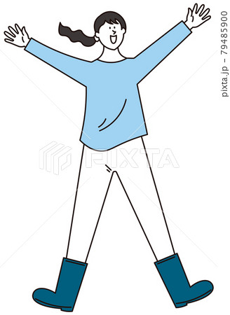 両腕を上げて喜んでいる人のイラスト素材