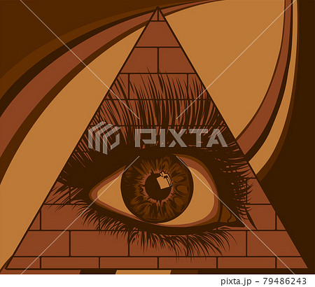 Eye of providence. All seeing eye in the triangle on top of the pyramid masonic symbol. 79486243