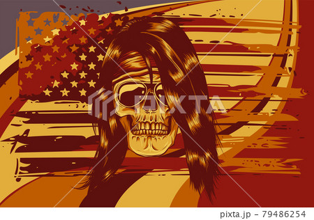 vector illustartion of skull with american flag 79486254