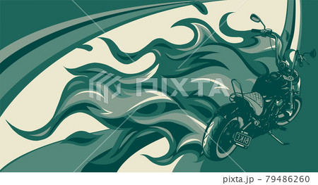 custom motorcycle with flames vector illustration design custom motorcycle with flames vector illustration design 79486260