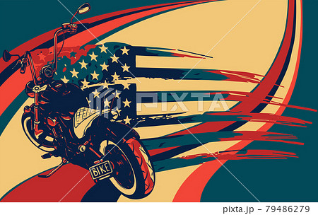 chopper motorcycle with american flag vector illustration 79486279