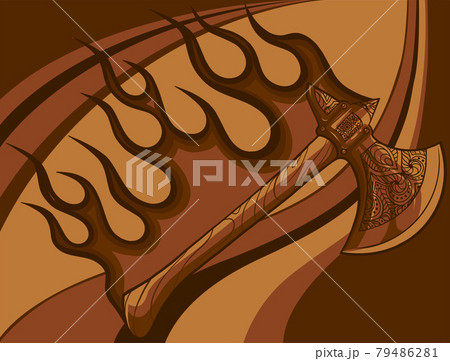 illustration of ax with flames in white background illustration of ax with flames in white background 79486281