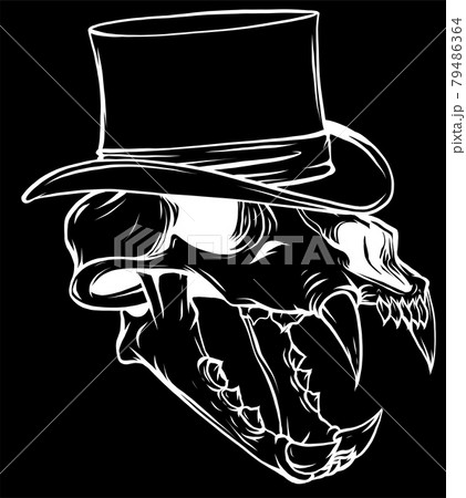 vector illustration of skull of tiger with hat 79486364