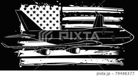 vector illustration of airplane with american flag 79486377