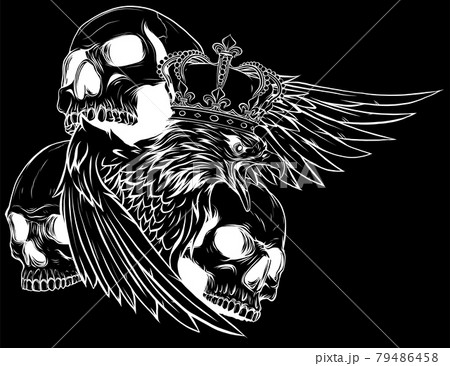 vector illustration of king Eagle and Skulls 79486458