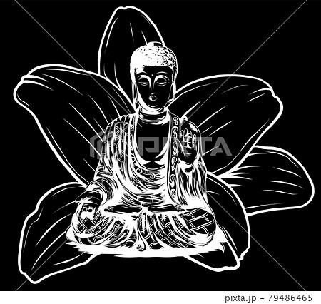 Buddha sitting on a lotus background vector illustartion Buddha sitting on a lotus background vector illustartion 79486465