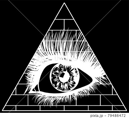 Eye of providence. All seeing eye in the triangle on top of the pyramid masonic symbol. 79486472