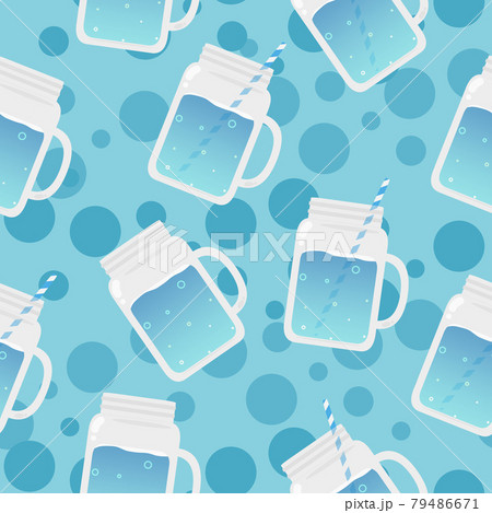 メイソンジャーのシームレスパターン ソーダ バブルのイラスト素材