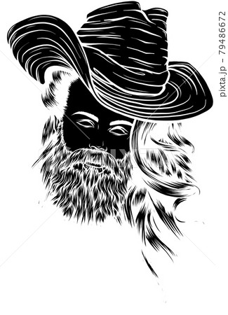 Bearded Cowboy In A Hat Cool American Manのイラスト素材