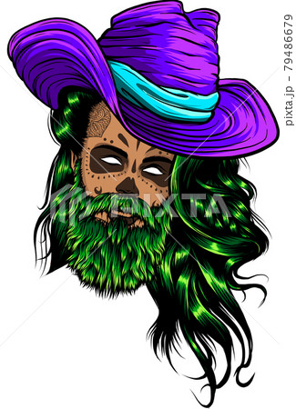 Bearded Cowboy In A Hat Cool American Manのイラスト素材