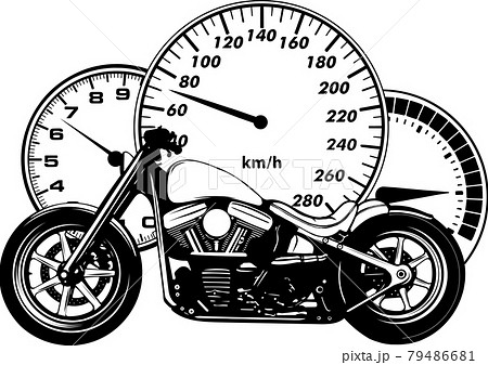 custom Motorcycle with speedometer vector illustration design 79486681