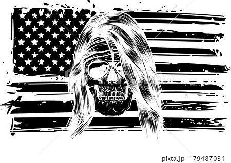 vector illustartion of skull with american flag vector illustartion of skull with american flag 79487034