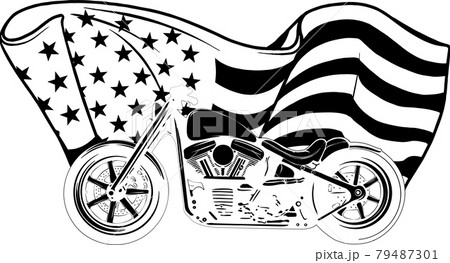 chopper motorcycle with american flag vector illustration chopper motorcycle with american flag vector illustration 79487301