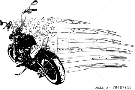 chopper motorcycle with american flag vector illustration 79487316