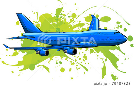vector illustration art of colored Airplane flying 79487323