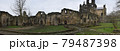 Beautiful panoramic landscape of the Kirkstall Abbey ruins, Leeds, England; taken in a rainy day of 2 April 2018 79487398